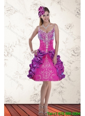 Detachable Pick Ups and Embroidery Multi Color 2015 Quinceanera Skirts with Sweep Train