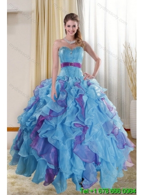 Elegant Multi Color 2015 Quinceanera Dresses with Ruffles and Beading