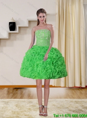 Elegant Spring Green Strapless Quinceanera Dress with Beading and Ruffles