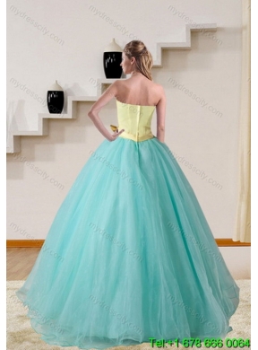 Elegant Strapless Multi Color 2015 Elegant Quinceanera Gown with Bowknot