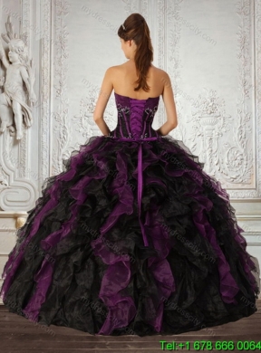 Elegant Strapless Multi Color Quinceanera Dress with Ruffles and Embroidery