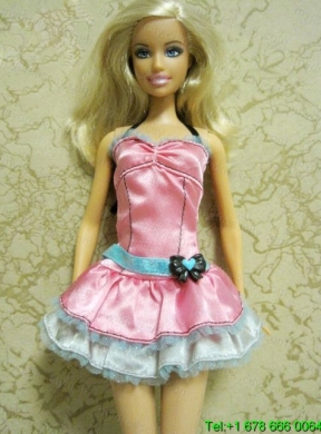 Pretty Bow Short Pink Barbie Doll Dress