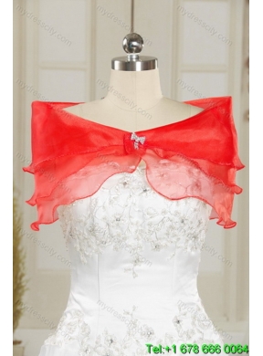 2015 Elegant Red Sweetheart Quince Dresses with Beading and Ruffles