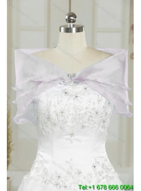 Elegant Embroidery White and Gold Quinceanera Dress for 2015