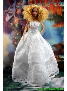 Beautiful Lace Over Skirt  Wedding Barbie Doll Dress