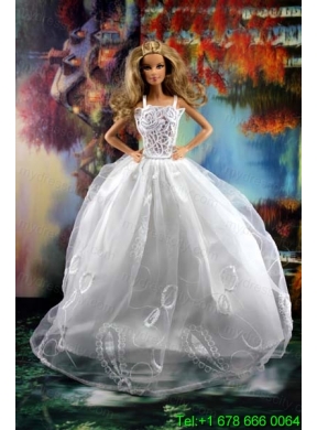 Beauty Ball Gown and Embroidery For Barbie Doll Wedding Dress