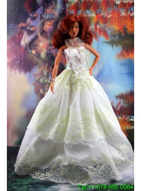 Lace and Hand Made Flowers To A-line Barbie Doll Dress