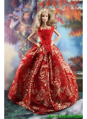 Luxurious Red Gown With Embroidery Made to Fit the Barbie Dress
