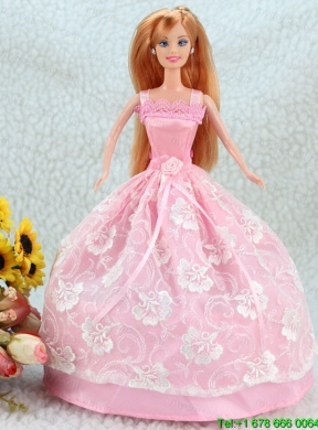 Perfect Pink Princess Dress With Lace For Barbie Doll