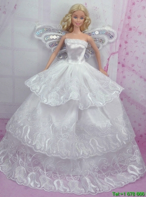 Romantic Wedding Dress With Embroidery Made to Fit the Barbie Doll