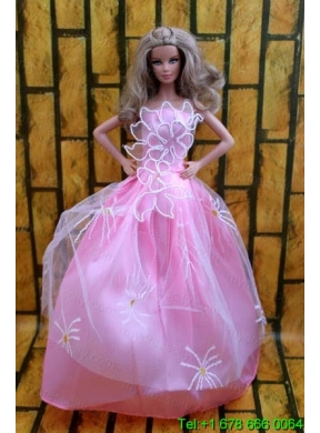 Fashion Princess Rose Pink Dress Gown For Barbie Doll