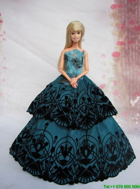 Teal A-line Dress Noble Barbie With Appliques and Floor-length