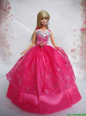 Popular Red Sweetheart Lace Party Clothes Fashion Dress for Noble Barbie