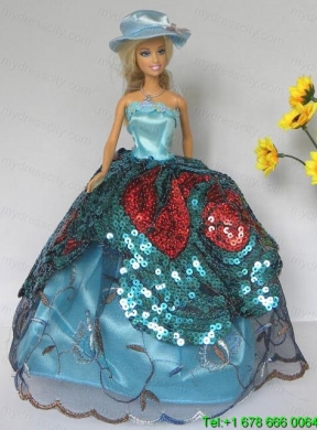 Free Shippment Barbie Doll Lace and  Sequins Clothes Party Dresses Gown