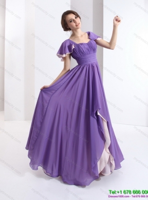 2015 Gorgeous Prom Dress with Ruching and Cap Sleeves