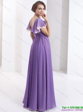 2015 Gorgeous Prom Dress with Ruching and Cap Sleeves
