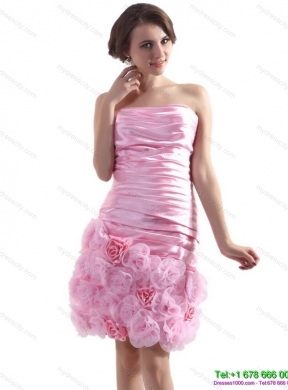 2015 Lovely Strapless Ruching Mini Length Prom Dress in Baby Pink