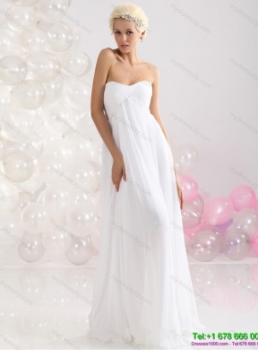 2015 Sophisticated Ruching Floor Length Prom Dress in White