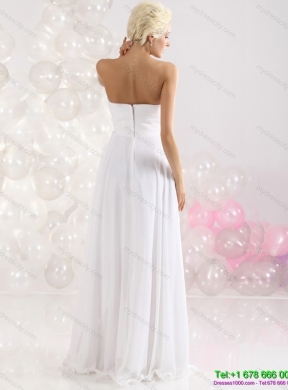 2015 Sophisticated Ruching Floor Length Prom Dress in White