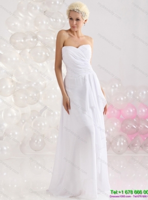 2015 Sophisticated Ruching Floor Length Prom Dress in White