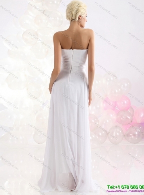 2015 Sophisticated Ruching Floor Length Prom Dress in White