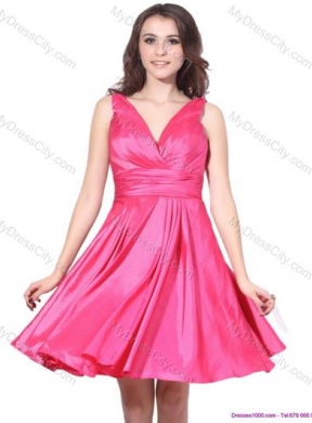 2015 Wonderful V Neck Short Prom Dress with Ruching
