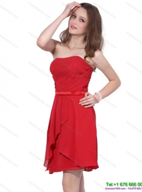 Latest Strapless Short Red 2015 Prom Dress with Ruching