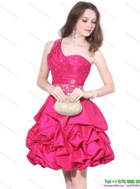 Perfect One Shoulder Beading Prom Dress with Pick Ups
