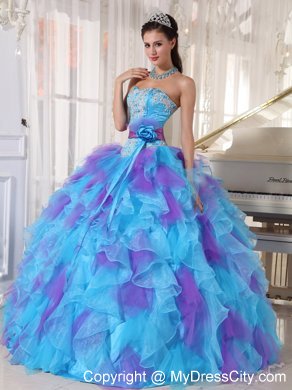 Ruffle Dress on Strapless Floor Length Organza Beading Quinceanera Dress Mdc3qdzy218