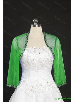 2014 Spring Long Sleeves Green Wraps with Beading