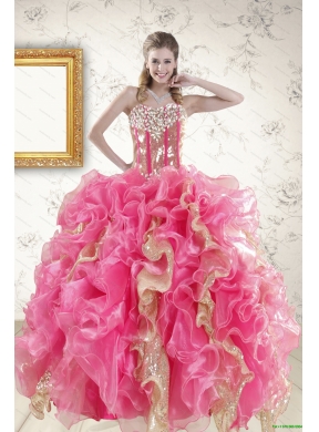 Beading Multi Color Ball Gown Quinceanera Dress and Ruching Knee Length Dama Dresses and Ruffles  Spaghetti Straps Little Girl Dress