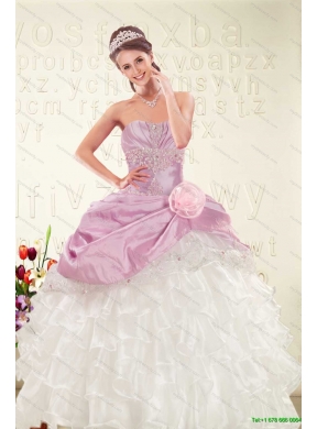 Elegant Ruffles Multi Color Quinceanera Dress and Pink Short Dama Dresses and 2015 Straps Ruffles Little Girl Dress