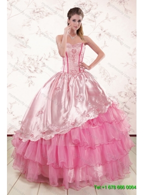 Ruffled Layers Sweetheart Quinceanera Dress and Elegant Ruching Long Dama Dresses and Rose Pink Floor Length Little Girl Dress