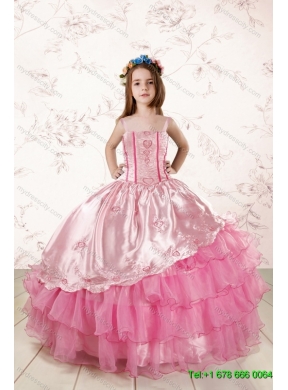 Ruffled Layers Sweetheart Quinceanera Dress and Watermelon Long Dama Dresses and Rose Pink Ball Gown Little Girl Dress