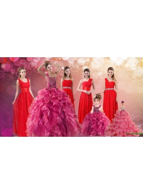 Ruffles One Shoulder Sweet 16 Dress and Red Long Beading Prom Dresses and Ball Gown Straps Beading Little Girl Dress