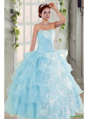 Strapless Ruffles Elegant Quinceanera Dress and Lavender Mini Length Prom Dress and  Appliques and Ruffles Baby Bule Little Girl Pageant Dress