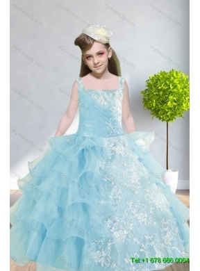 Strapless Ruffles Elegant Quinceanera Dress and Pretty Sweetheart Beading Prom Dress and Ruffles Baby Bule Little Girl Pageant Dress