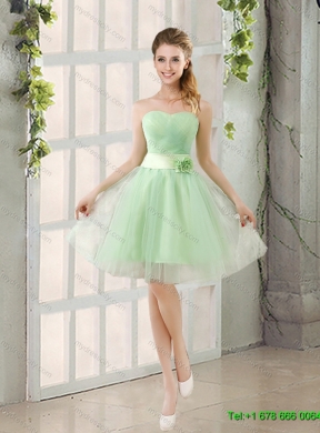 Beading Multi Color Sweetheart Quinceanera Gown and Apple Green Short Prom Dresses and  Straps Ruffles Little Girl Dress