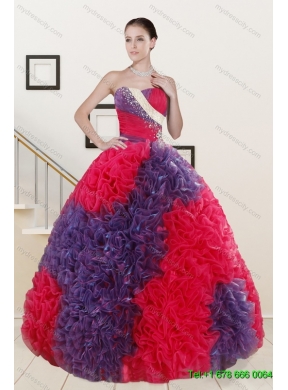 Elegant Multi Color Floor Length Quinceanera Dress and Ruching Short Dama Dresses and  Multi Color Halter Top Little Girl Dress