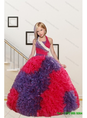 Elegant Ruffles Multi Color Quinceanera Dress and Apple Green Short Prom Dresses and Multi Color Halter Top Little Girl Dress