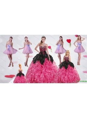 Multi Color Sweetheart Ruffles and Beading Dress for a Quinceanera and Sweetheart Bowknot Short Prom Dresses and Straps Multi Color Girl Pagean Dress
