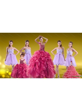New Style One Shoulder Beading Sweet 16 Dress and Sweetheart Beading Short Dama Dresses and  Ruffles Beading Little Girl