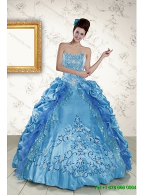 Teal Sweetheart Embroidery Quinceanera Dress and Strapless Short Dama Dresses and Spaghetti Straps Ruffles Flower Girl Dress