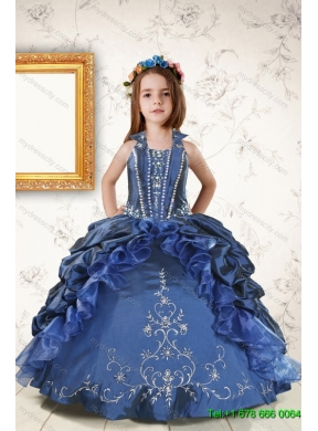 Ruffles and Beading Sweetheart Quinceanera Dress and Beading Long Dama Dresses and Halter Top Embroidery Little Girl Dress