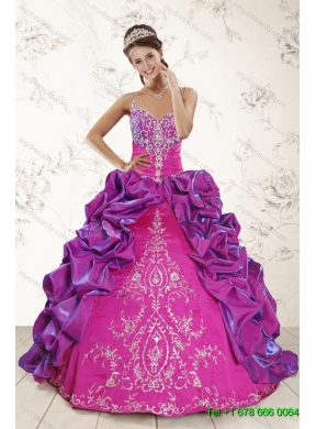 Spaghetti Straps Pick Ups 2015 Quinceanera Dress and Short Pretty Dama Dresses and Multi Color Little Girl Dress