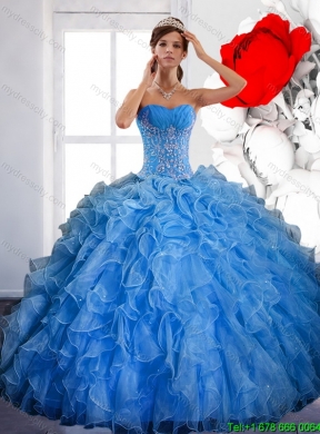2015 Free and Easy Ball Gown Quinceanera Dress with Ruffles and Appliques