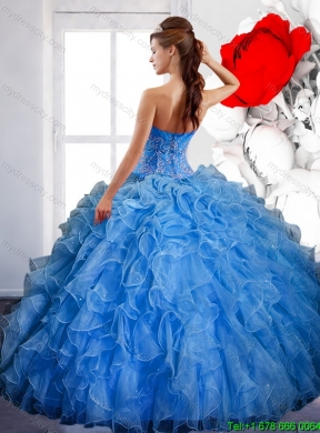 2015 Free and Easy Ball Gown Quinceanera Dress with Ruffles and Appliques