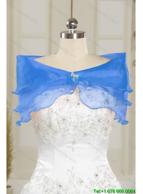 Beautiful Beading and Ruffles Sweetheart Blue Quinceanera Dresses for 2015 Spring