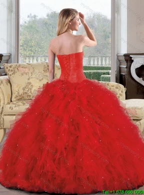 Unique 2015 Ball Gown Quinceanera Dress with Beading and Ruffles