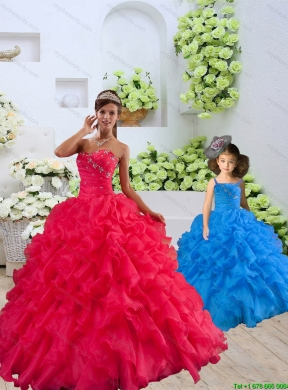 New Style Organza Coral Red Princesita Dress with Beading and Ruffles for 2015